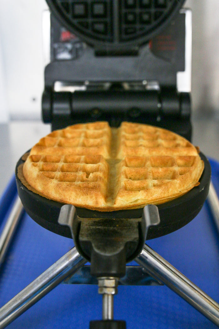 Take our famous waffle home with you! We sell waffles fresh at our onsite waffle bar, but you can also buy our waffle mix or pre-made frozen waffles in our Market.