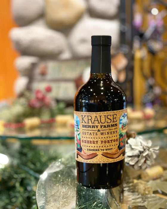 Cherry Portoe wine.  Krause Berry Farms Estate Winery. Langey Winery, Fraser Valley Winery. Tasting Room, Winery, Shop, Vegan Wine, BC Wine