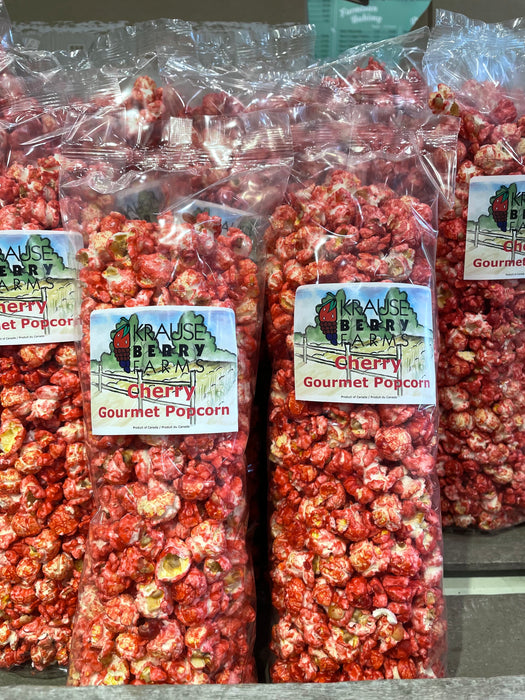 Cherry popcorn is popped here at the farm along with all our other specialty popcorn flavours. 